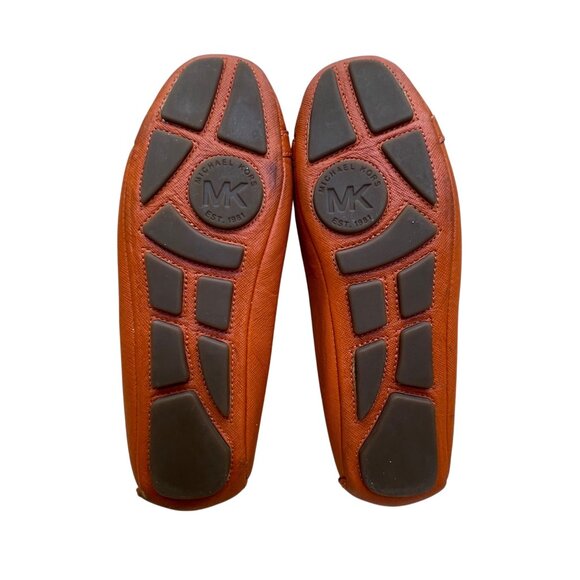 Michael Kors Women’s Orange Leather Rubber Sole Metallic Logo Flats Size 6M - Picture 8 of 8